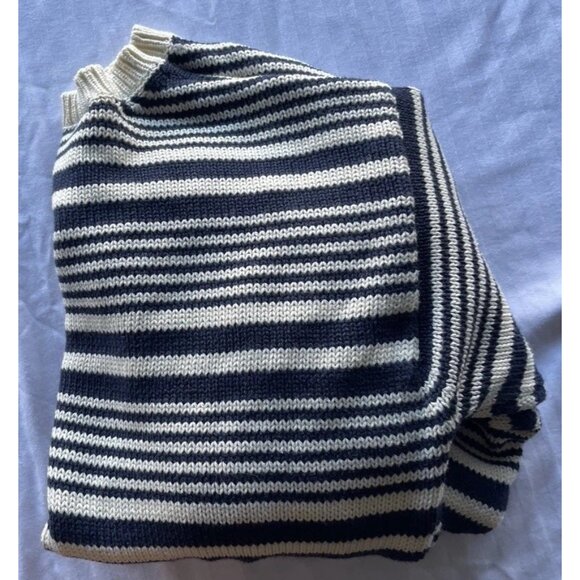 Vintage Limited America Sweater Women’s Sz Small Blue Cream Stripes Cotton - Picture 13 of 14